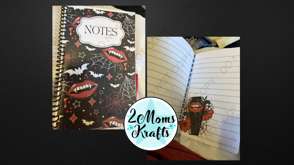 NOTEBOOK/JOURNAL- HALLOWEEN VAMPIRE, Bats, Webs, and Coffins oh my!