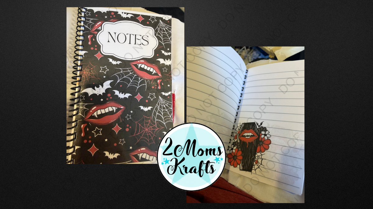 NOTEBOOK/JOURNAL- HALLOWEEN VAMPIRE, Bats, Webs, and Coffins oh my!
