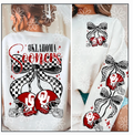 Cherries Football Crewneck Sweatshirt | OU- Oklahoma College Game Day Sweatshirt | Checkered Bow Football Crewneck