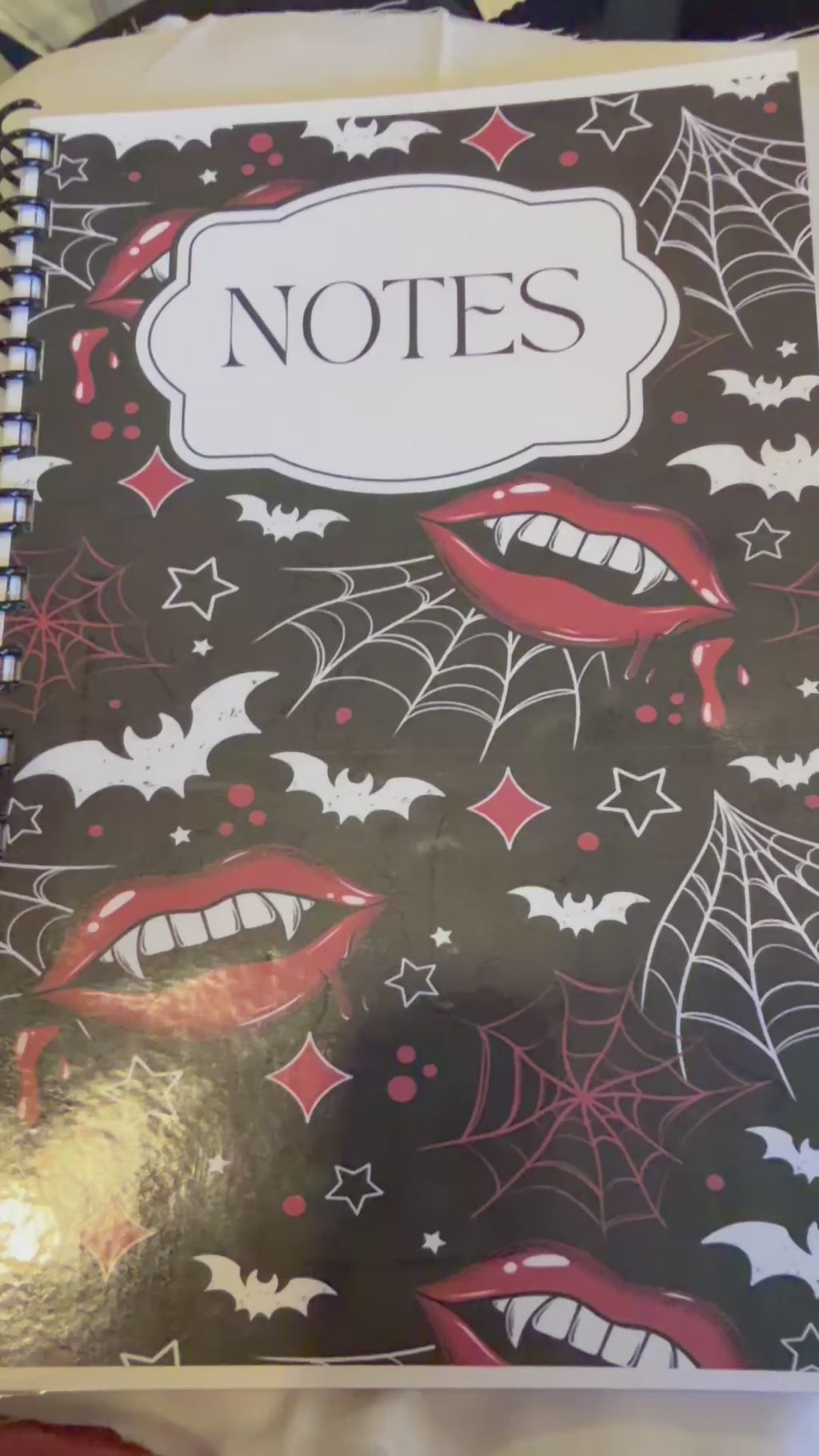 NOTEBOOK/JOURNAL- HALLOWEEN VAMPIRE Themed, Bats, Webs, and Coffins oh my!&nbsp;