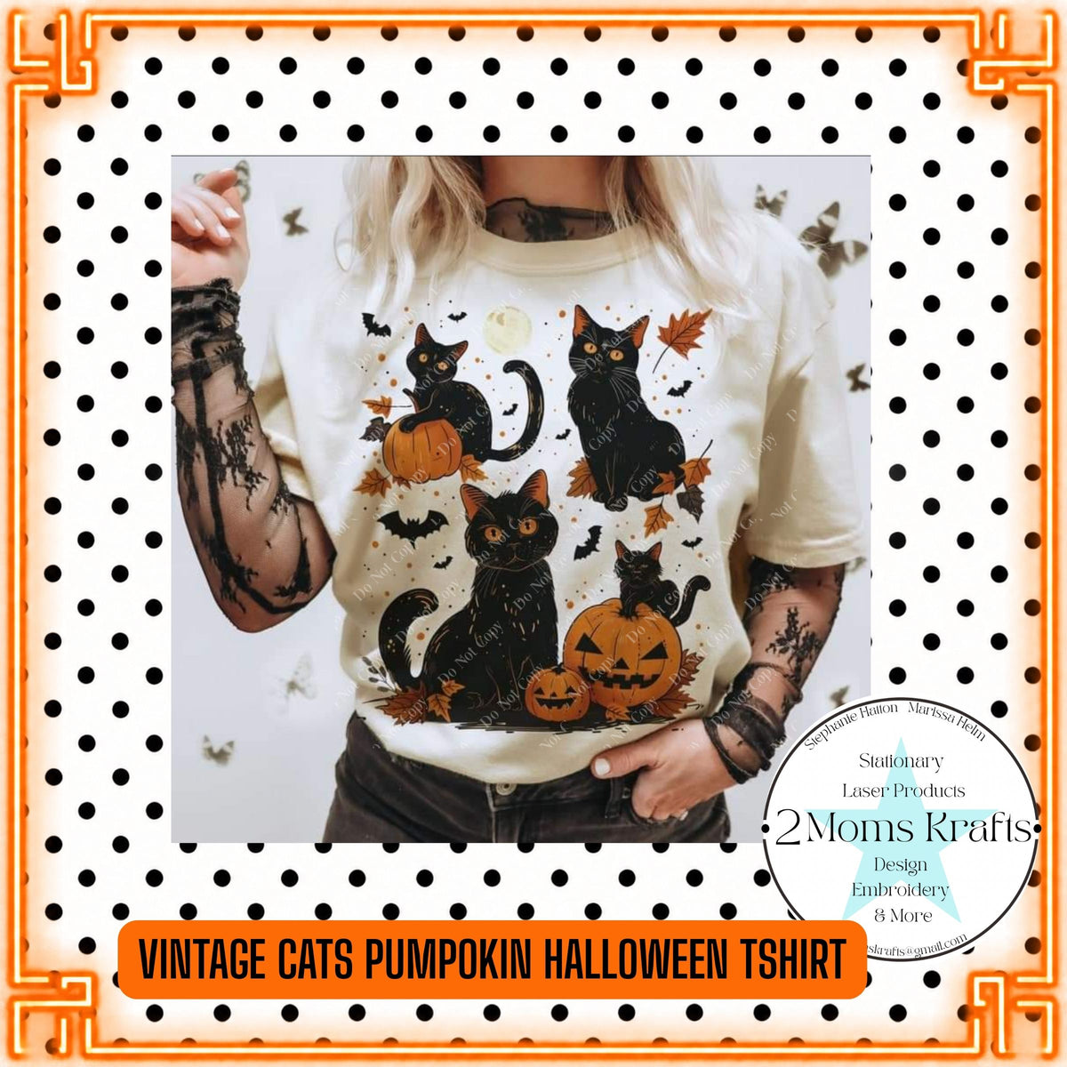 Vintage Cats and Pumpkin Halloween TSHIRTS